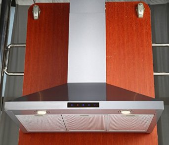 Kitchen Bath Collection 30-inch Wall-mounted Stainless Steel Range Hood with Touch Screen Control Panel, Capable of Vent-less Operation. High-end LED Lights Over 3x Brighter Than Competing Models
