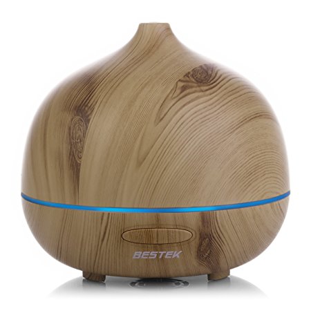 BESTEK Essential Oil Diffuser, 300ml Aromatherapy Diffuser Ultrasonic Cool Mist Aroma Humidifier with 7 Color Changing LED Lights, Whisper-Quiet, Waterless Auto Shut-Off, Adjustable Mist Mode (BPA Free)