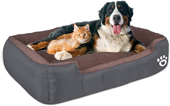 Warmer Pet Dog Beds for Medium/Large Dog(Up to 55 lbs),Rectangle Pet Bed Thickened Enough with Soft Coral Fleece and Non-Slip Bottom ,Dog Sofa Couch Pet Bed with Durable Oxford Cloth