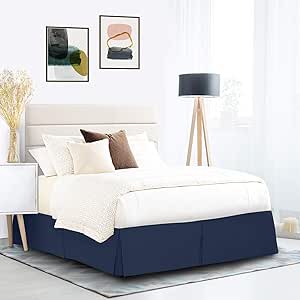 Nestl Navy Blue Bed Skirt Cal King Size - Cal King Bed Skirt 14 Inch Drop - Brushed Microfiber Bed Skirts - Hotel Quality Pleated Bed Skirt - Shrinkage & Fade Resistant