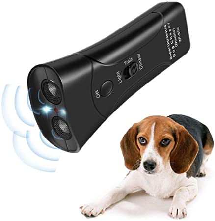 Humutan Handheld Dog Repellent, Dual Channel Electronic Animal Repellent, Handy Ultrasonic Dog Training Pet Bark Stopper for Outdoor Camping Garden