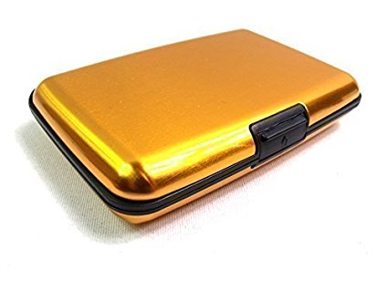 ALUMINIUM CREDIT CARD WALLET HOLDER RFID BLOCKING 6 COLOURS (GOLD)