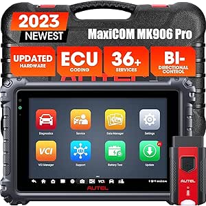 Autel Scanner MaxiCOM MK906Pro: Upgraded MS906 Pro/MS906BT/MK906BT with 10 High-end Functions, Advanced ECU Coding 36  Services, Bi-directional Diagnostic Scan Tool, Level-Up Hardware, AutoAuth Access