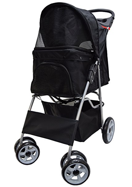 VIVO Four Wheel Pet Stroller, for Cat, Dog and More, Foldable Carrier Strolling Cart, Multiple Colors