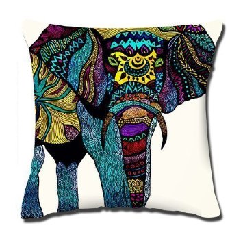 Amxstore Cotton Polyester Decorative Throw Pillow Cover Cushion Case Pillow Case,two side Awesome Colorful Elephant
