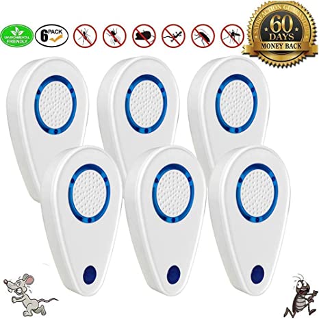 Ultrasonic Pest Repeller 6 Packs, 2020 Newest Electronic Indoor Plug in for Insects Mice Ant Mosquito Spider Rodent Roach, Best Repellent for Children and Pets' Safe…