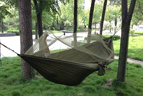 Enjoydeal Portable High Strength Parachute Fabric Hammock Hanging Bed With Mosquito Net For Outdoor Camping Travel