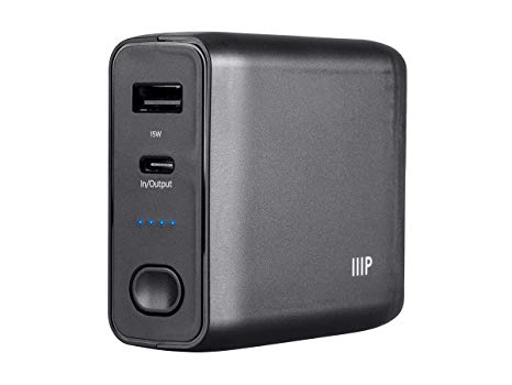 Monoprice USB-C Portable Cell Phone Charger Power Bank - 5,000mah 15W - Black Universal, Smartphones, Android, Apple