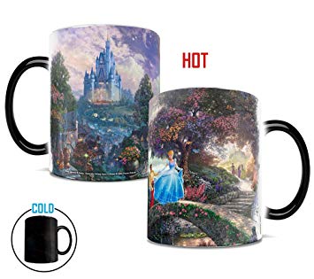 Morphing Mugs Thomas Kinkade Disney Princess Cinderella Wishes Upon a Dream Painting Heat Reveal Ceramic Coffee Mug - 11 Ounces