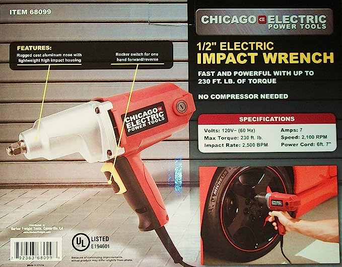 NEW Electric 1/2 in Impact Wrench Gun Reversible Corded REMOVES LUG NUTS EASILY