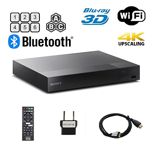 Sony BDP-S6700 Multi Region Blu-ray DVD Region Free Player 110-240 volts; Dynastar HDMI Cable & Dynastar Plug Adapter Package 4K / Wifi / 3D/ Smart Region Free