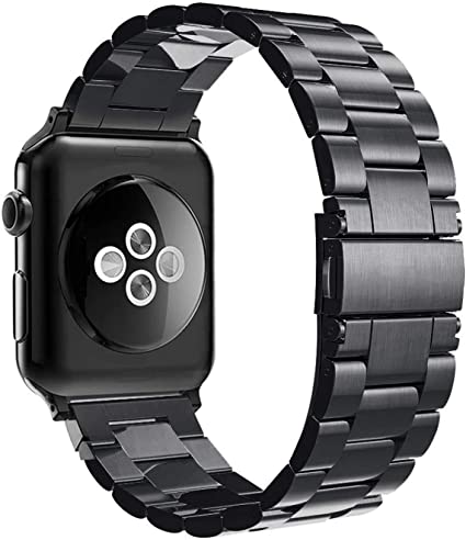 Simpeak Band Compatible with iWatch 42mm 44mm, Match 2pc Links, Stainless Steel Wirstband for iWatch Series 5 4 3 2 1, Black
