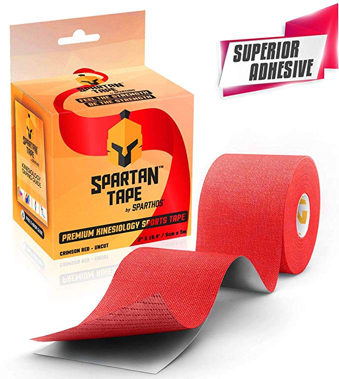 Spartan Tape Kinesiology Tape - Incredible Support for Athletic Sports and Recovery - Free Kinesiology Taping Guide! - Uncut 2 inch x 16.4 feet Roll