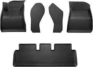 Spigen WeatherBloc Floor Mat Set (with Edgeguard)(Carbon Edition) Non-Slide Weatherproof Custom Fit Designed for Tesla Model 3 2024 Highland with Sliplock Technology