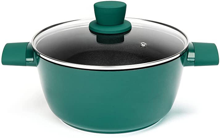 Sakuchi Nonstick Stock Pot 6.5 Quart Soup Pot with Lid, Saucepan Cooking Pot 6.5 QT, PFOA Free(Green)Suitable for Birthday, Christmas Gifts