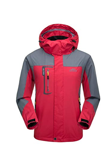 Rain Jacket, Men's Waterproof Jackets with Hood, Outdoor Raincoat, Windproof Softshell Jacket for Hiking