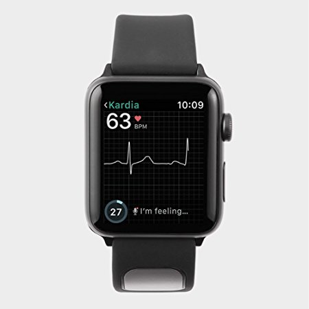 Alivecor® KardiaBand for Apple Watch | FDA Cleared | Wearable Wristband 30-second EKG | Works with Apple Watch to Evaluate EKG | Helps Detect Afib Anytime, Anywhere | 42mm Black
