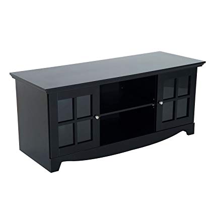 HOMCOM 56" Modern Media Storage Entertainment Center TV Stand- Matte Black