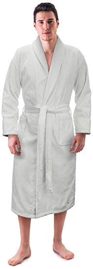 Men's Terry Velour Shawl Collor 100% Cotton Bathrobe Made in Turkey