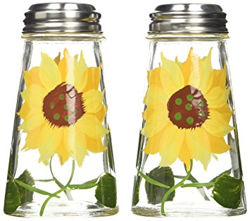 Grant Howard Hand Painted Tapered Salt and Pepper Shaker Set, Sunflowers, Yellow