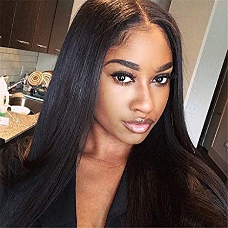 JYL Hair 360 Lace Frontal Wig Pre Plucked Hairline With Baby Hair Brazilian Virgin Human Hair Yaki Straight Lace Wigs 180% Density (14")