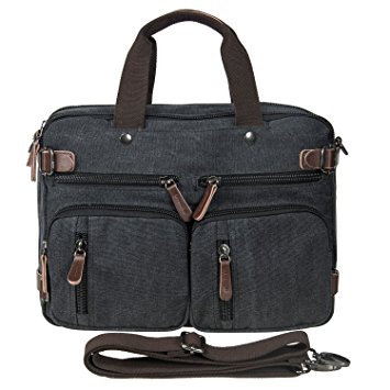 Riavika Oversized Laptop Backpack Briefcase Convertible Messenger Bag Travel Backpack Daypack Rucksack for 15.6-17 Inch Laptop/Notebook/MacBook-Black