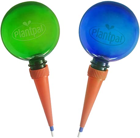 Plantpal Pack of 2 Large Blue & Green Watering Globes, Plant Watering Stakes, Automatic Indoor Potted Plant Watering, Vacation Watering System. Use in 7-10 Inch Indoor Plant Pots.