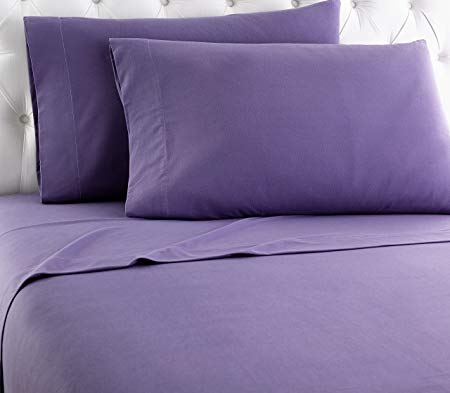 Shavel Home Products Micro Flannel Sheet Set, California King, Plum