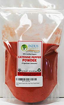 Indus Organics Cayenne Pepper Powder (40,000 SHU), 1 Lb Bag, Steam Sterilized, Premium Grade, High Purity, Freshly Packed