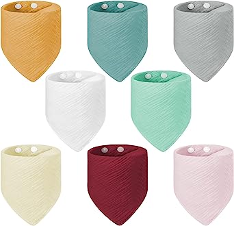 Vicloon Baby Bandana Dribble Bibs Drool Bibs, 8 Pack Baby Bandana Bibs with Adjustable Snaps, Baby Bandana Drool Bibs for Newborns Infants Boys Girls Teething Feeding