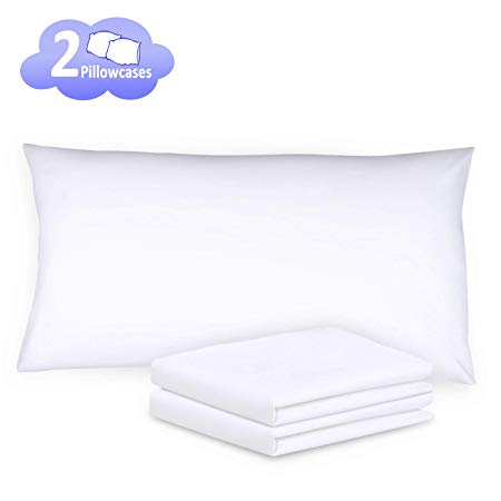 Pillowcases, Adoric Pillowcase King Size Set of 2, Breathable Soft and Cozy Pillow Cases for Hair and Skin Microfiber Pillow Case, Bright White