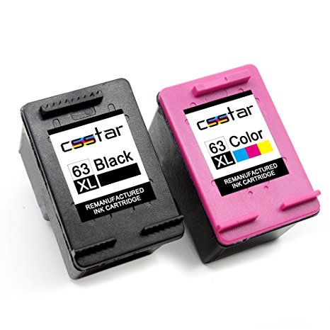 CSSTAR Remanufactured Ink Cartridge Replacement for 63 XL 63XL Combo Pack Use in Envy 4520 4512 4516 OfficeJet 4655 3830 4650 DeskJet 2130 2132 3632 3636 3632 1112 All-In-One Printer, Black and Color