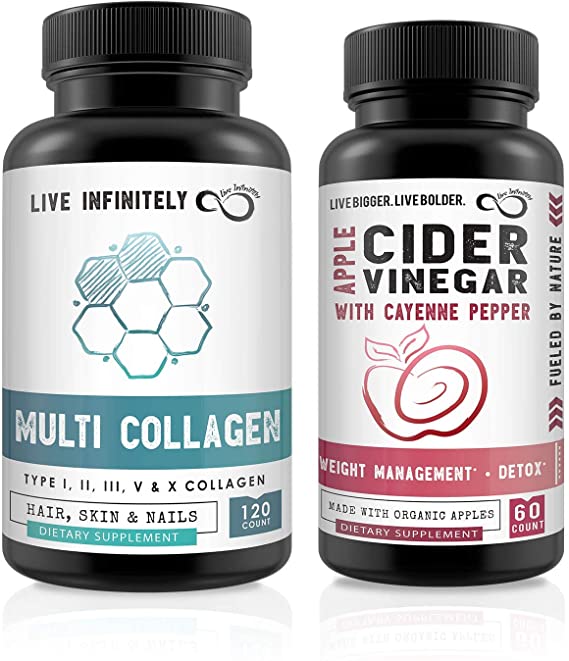Apple Cider Vinegar Capsules and Multi Collagen Capsules Bundle
