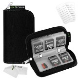 Eco-Fused Memory Card Carrying Case  Suitable for SDHC and SD Cards  8 Pages and 22 Slots  Microfiber Cleaning Cloth Included Black