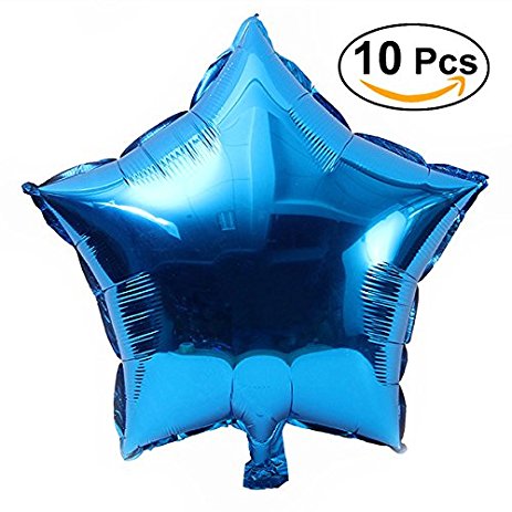 TOYMYTOY Five-Point Star Foil Balloons for Party Decoration,Blue,18",Mylar, 10 Pack