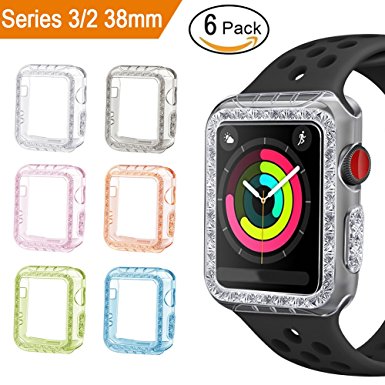 Case for Apple Watch 3 2 38mm 6 Pack, GHIJKL Bumper Accessories Ultra Slim Protector Cover for Apple Watch Series 3 Series 2