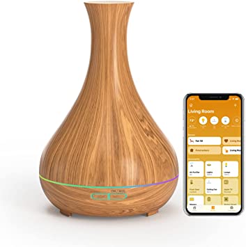 Meross Smart WiFi Essential Oil Diffuser, works with Apple HomeKit, Alexa & Google Home, 400ml Aromatherapy Diffuser & Cool-Mist Humidifier with Voice & App Remote Control, Schedule & Timer, RGB Light