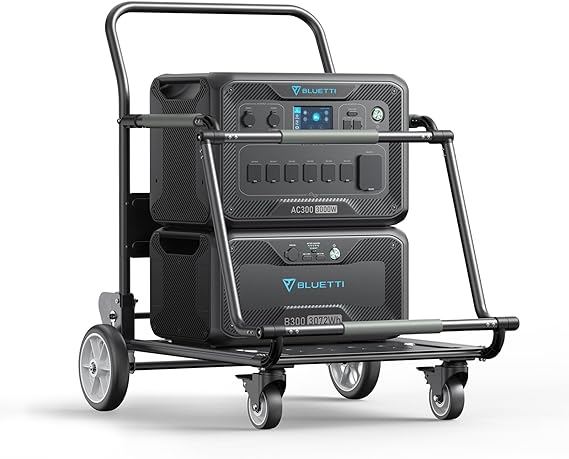 BLUETTI Power Station AC300 & B300 Expansion Battery with Folding Trolley, 3072Wh Power Supply w/ 7 3000W AC Outlets (6000W Peak), Works with Alexa, Modular Power System for Home Backup, RV Emergency