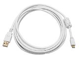 Monoprice 10-Feet USB 20 A Male to Micro 5pin Male 2824AWG Cable with Ferrite Core Gold Plated White 108642