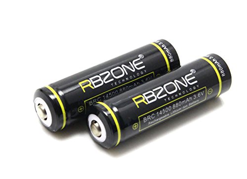 RBZONE Full Capacity Rechargeable Durable 880mAh 3.6V 14500 Lithium Ion Battery Applicable for LED Torch Flashlights and Headlamps (Pack of 2)