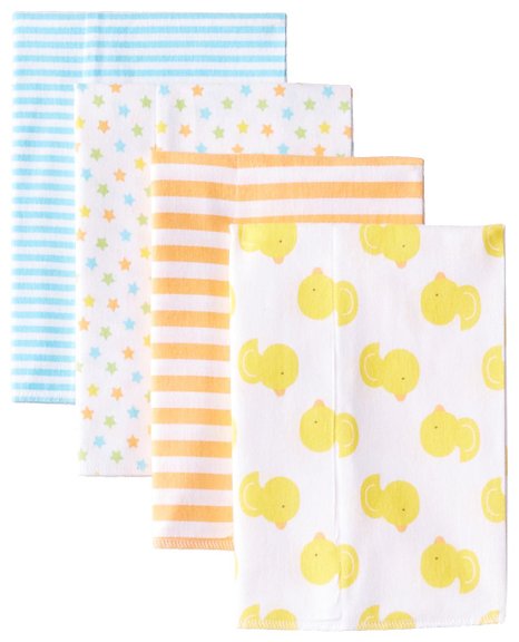 Gerber Unisex-Baby Newborn 4-Pack Flannel Burp Cloths