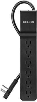 Belkin 6-Outlet Power Strip Surge Protector, Flat Rotating Plug, 6ft Cord (600 Joules)