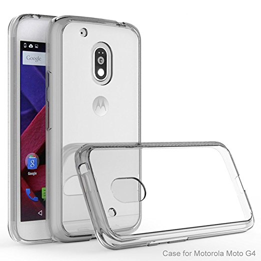 Moto G4 Case, Moto G4 Plus Case, MicroP(TM) TPU Grip Bumper with Clear Acrylic Backplate Hybrid Phone Case Cover for motorola Moto G4 / G4 Plus Scratch Resistant, Corner Protection (Acrylic gray TPU)