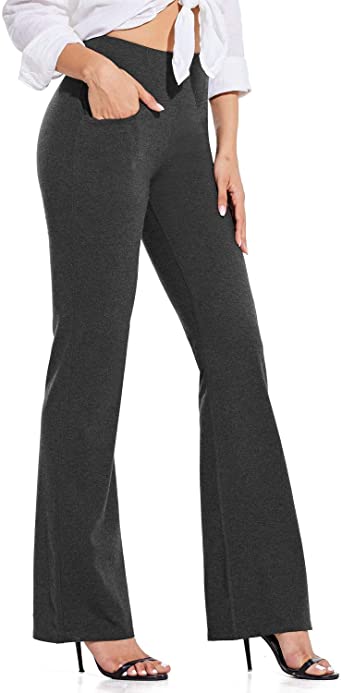 BALEAF Women's 28"/30"/32"/34" Bootcut Yoga Pants Pocketed High Waist Workout Bootleg Pants Tummy Control Work Pants