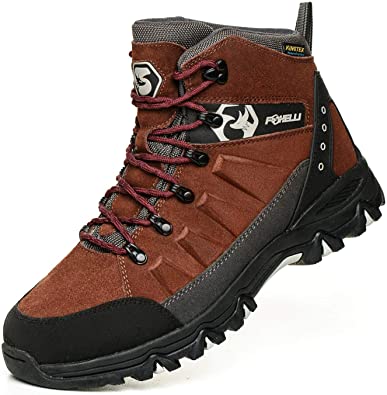 Foxelli Men’s Hiking Boots – Waterproof Suede Leather Hiking Boots for Men, Breathable, Comfortable & Lightweight Hiking Shoes
