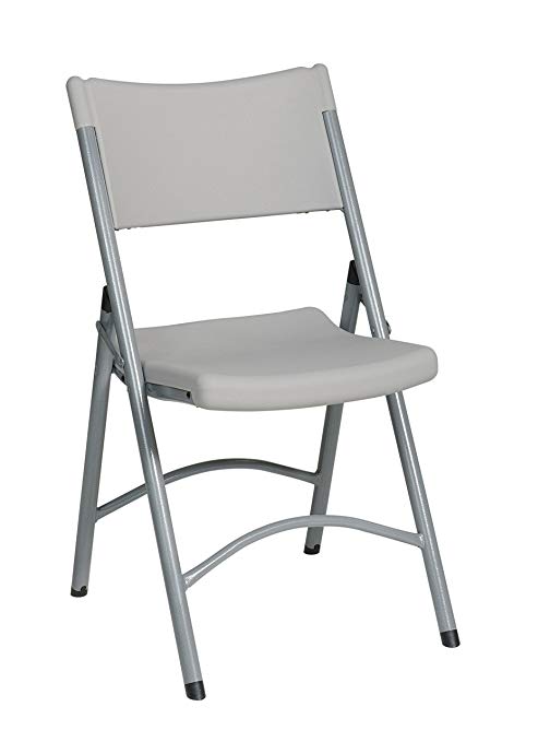 Office Star Resin Multi-Purpose Sqaured Folding Chair with Silver Accents, Set of 4