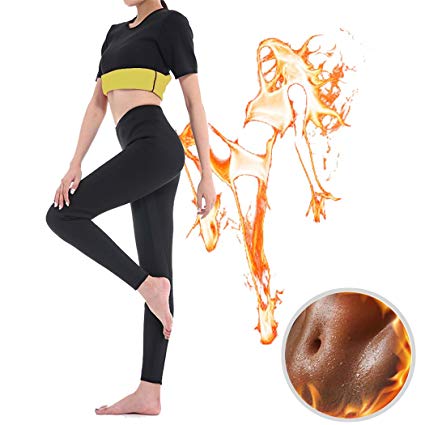 GoldFin Women Hot Sweat Leggings Neoprene Pants, High Waist Sauna Leggings for Weight Loss, BS007