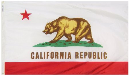 California State Flag 3x5 ft. Nylon SolarGuard Nyl-Glo 100% Made in USA to Official State Design Specifications by Annin Flagmakers.  Model 140460