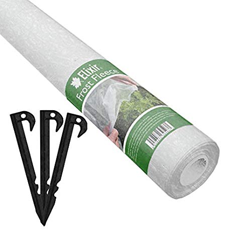 Elixir Fleece Plant Protection | Frost Cold Wind Insect Sun Shade Cover Blanket - 3m x 40m | Pegs: Hooked x 82