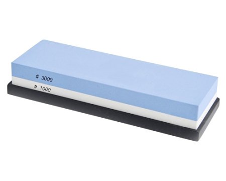 Knife Sharpening Stone, 1000/3000 Grit Corundum Whetstones by Hiware, Two-Sided Sharpening Stone with Silicone Non-Slip Safety Stand Included